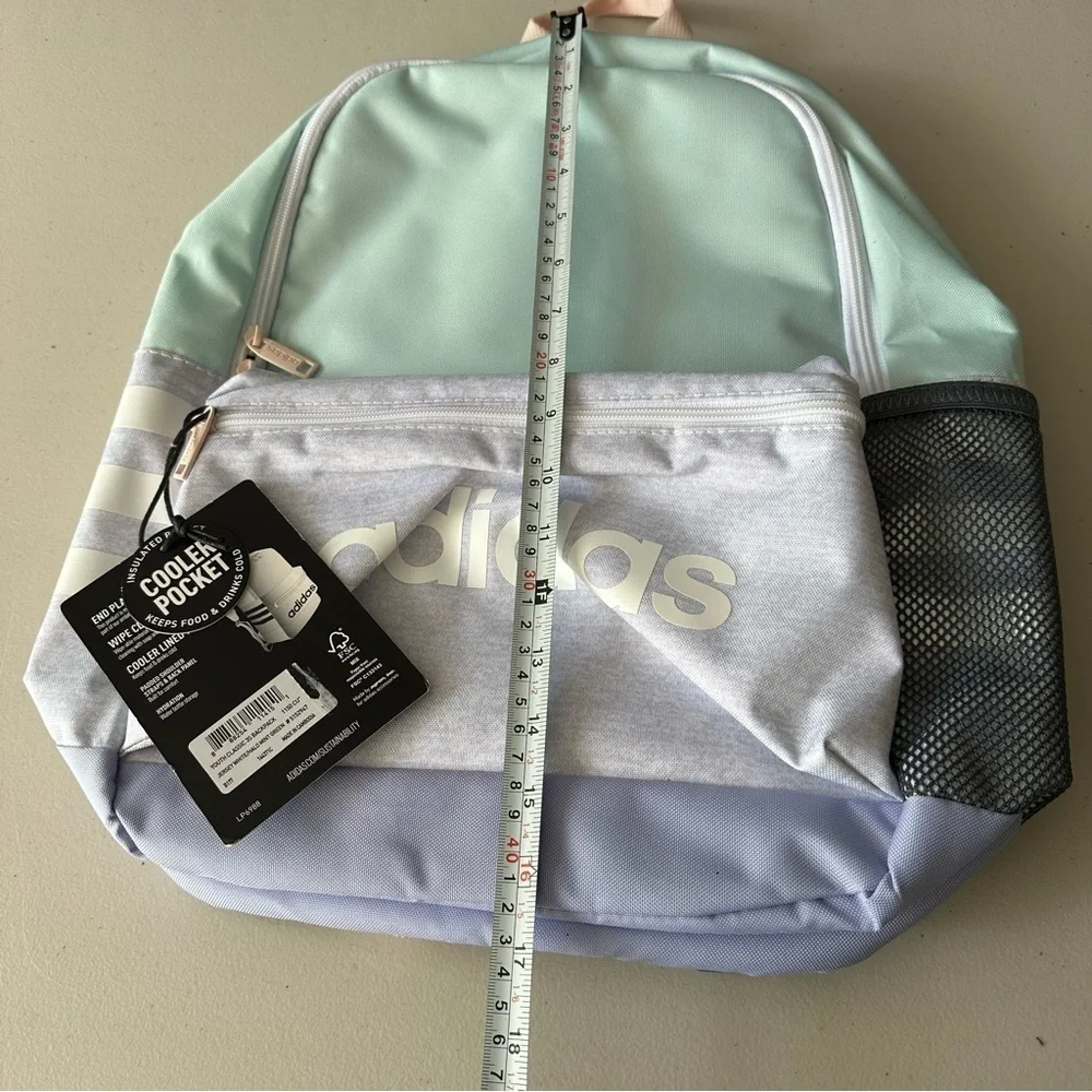 NWT Adidas Youth Classic 3S Backpack White/Halo Green